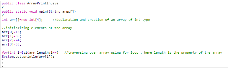 code 1 print array in java
