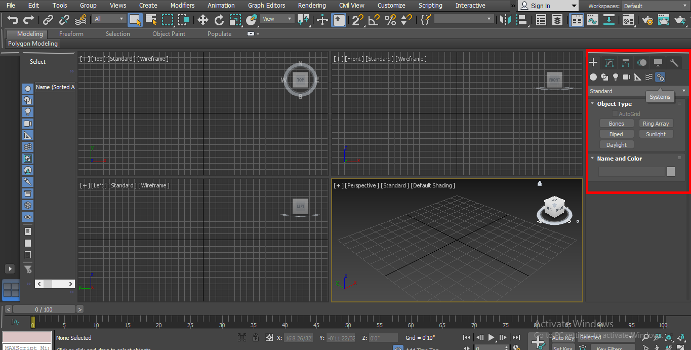 common panel in biped 3d max