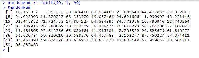 generate 100 random numbers