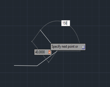 inclination of 150 (lines in aurtocad)