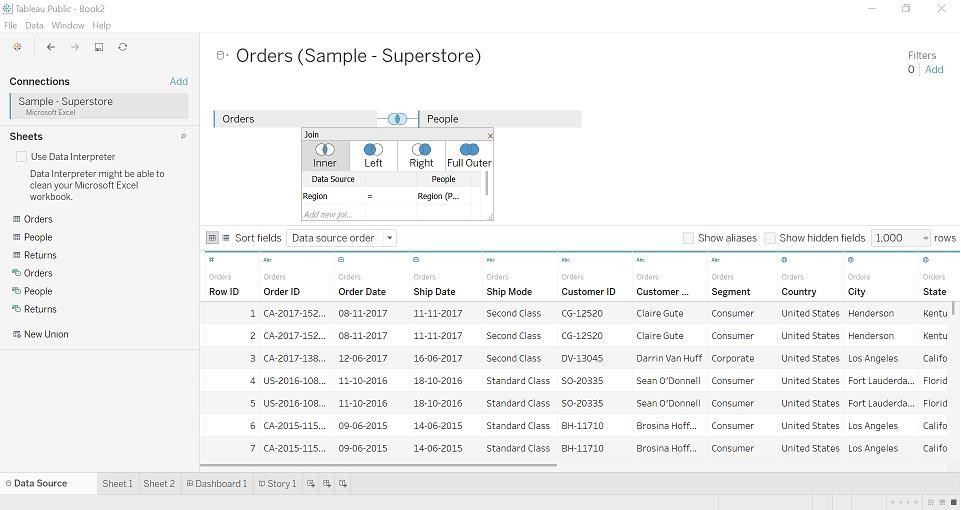 join two tables in tableau