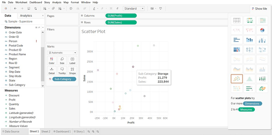 Tableau Chart Types scatter plot chart 2