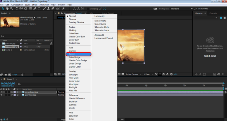 Нет mode в after effects