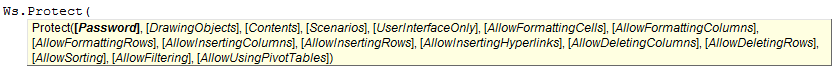 vba protect syntax