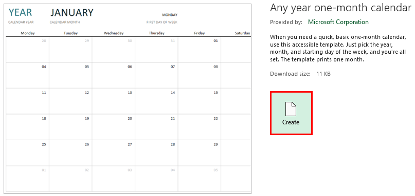 Excel Calendar Template