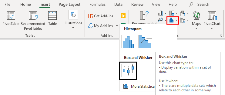 Box plot in Excel 1-3