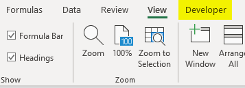 Developer Tab-program excel