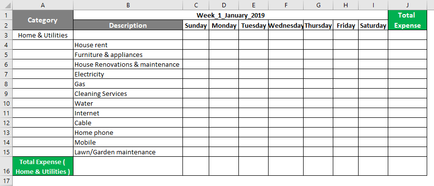 Expense excel 1-1