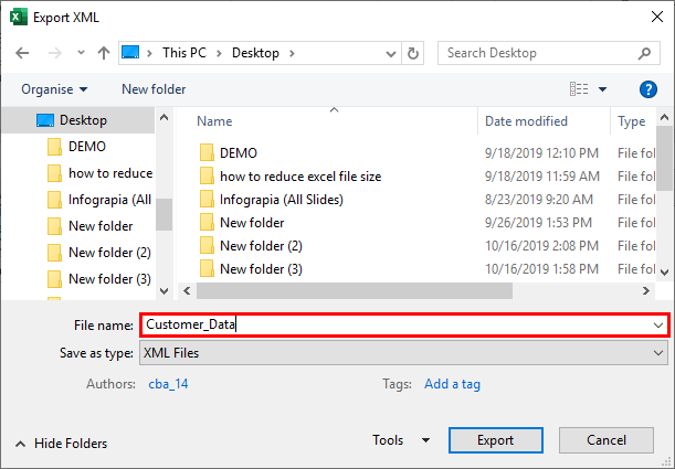 excel import xml data excel generates a table