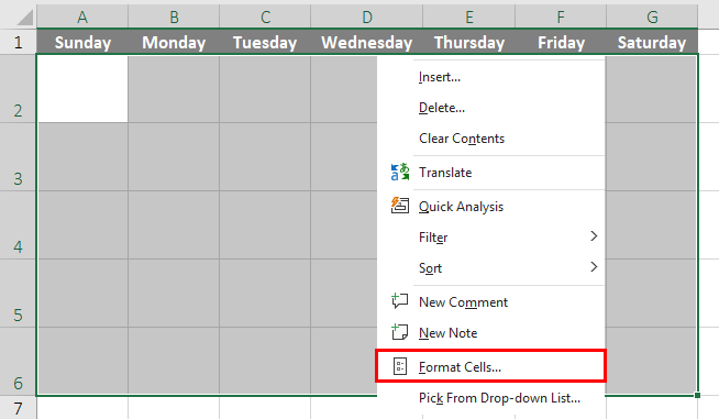 Excel Calendar Template