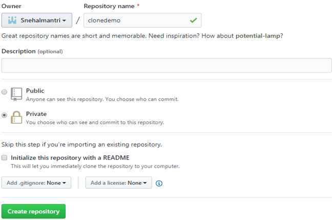 resporitory name