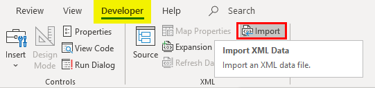 Import XML file