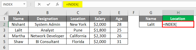 Index Match Function Examples