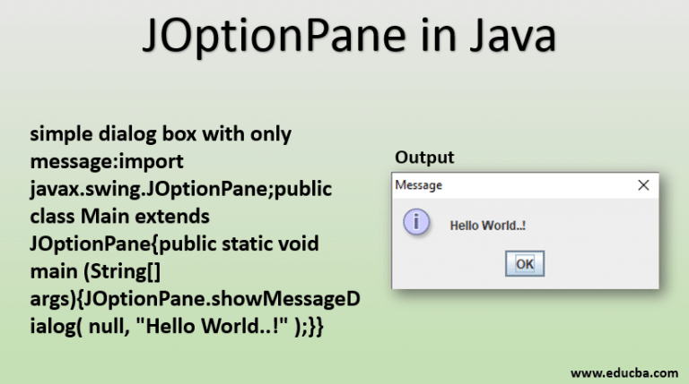 JOptionPane in Java | Constructor & Method of JOptionPane with Example