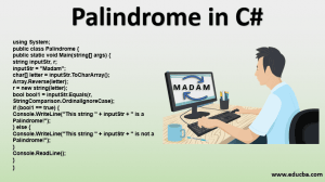 Palindrome in C# | How to check Palindrome in C# with examples?