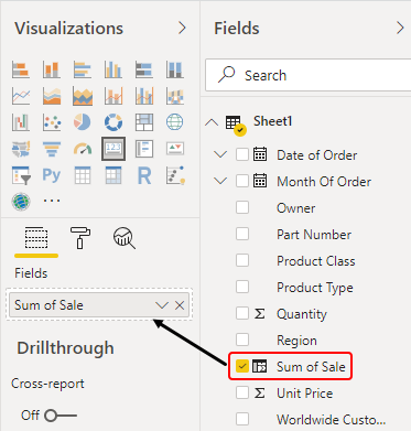 Created column Sum of Sale