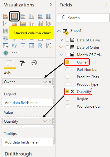 Stacked column chart option