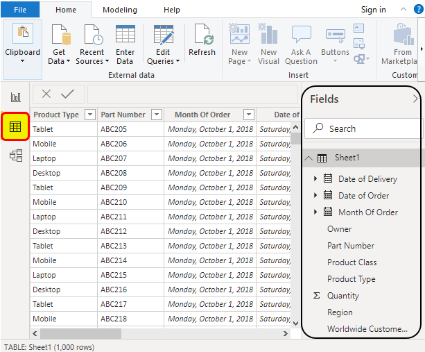 Power BI Tutorial Example 1-9