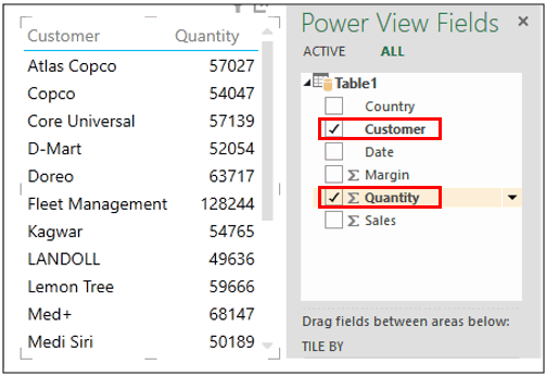 Power view fields