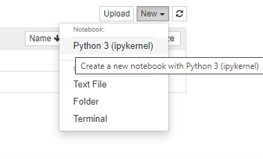 Select New and click on Python 3