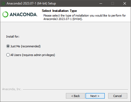 Select the installation type