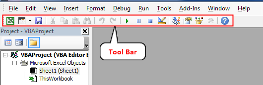 VBA Editor Tool Bar