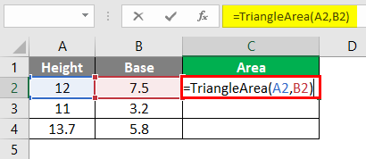 Triangle Area excel 2