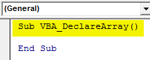 VBA Declare Array Example 1-1
