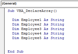 VBA Declare Array Example 1