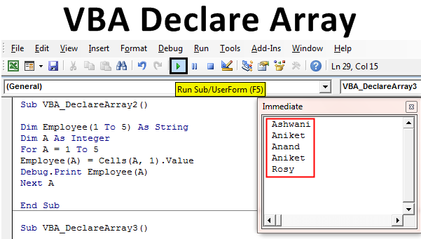 Vba Declare Array How To Declare Array In Excel Using Vba Code 1669