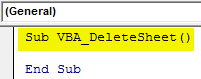 VBA Delete Sheet Example 1-1