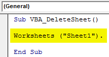 VBA Delete Sheet Example 1-2