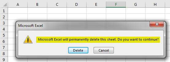 VBA Delete Sheet Example 1-4