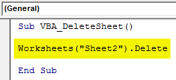 VBA Delete Sheet Example 1-6