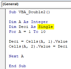 Data Type as Single