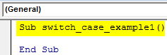 VBA Switch Case Example 1-1