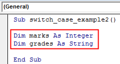 VBA Switch Case Example 2-2