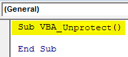 VBA Unprotect Sheet Example 1-1