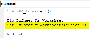 VBA Unprotect Sheet Example 1-3