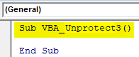 VBA Unprotect Sheet Example 3-1