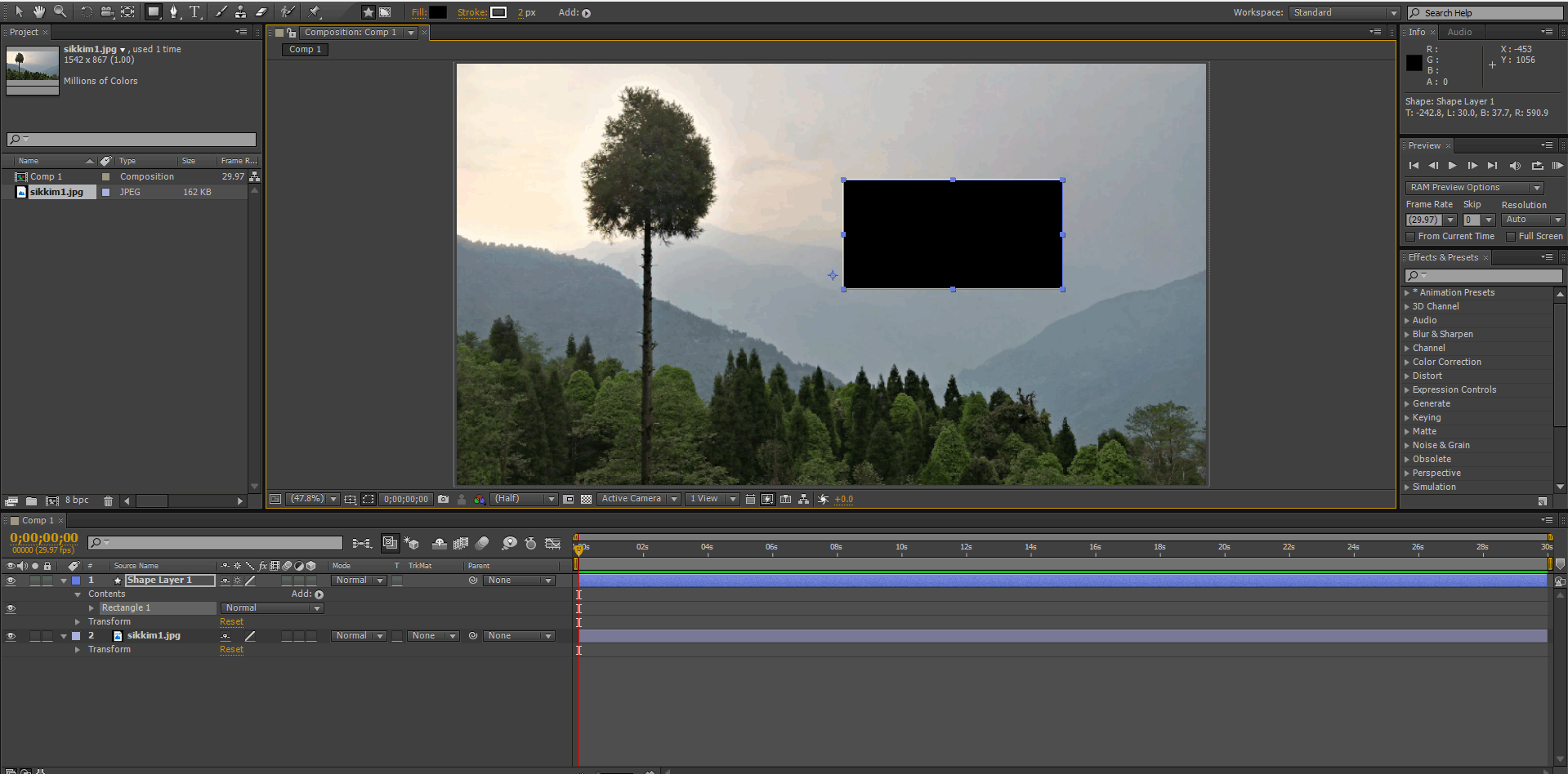 legge til 2 lag (spor matte i after effects)