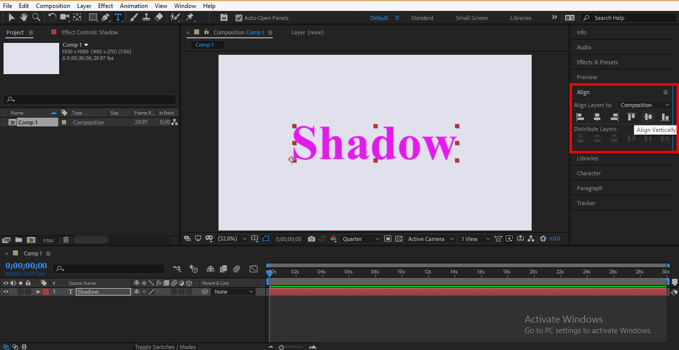 drop shadow to moving object after effects