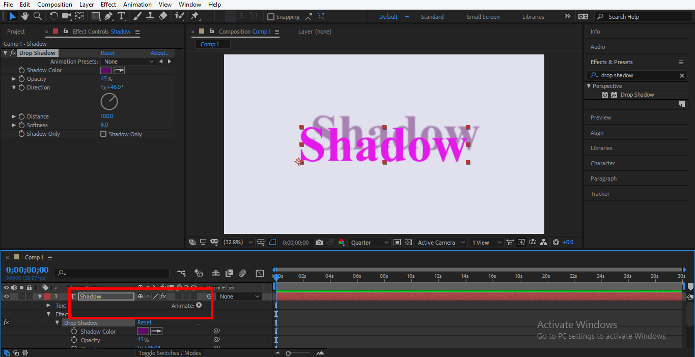 Drop Shadow in After Effects | Animating Model Using Shadow Effects