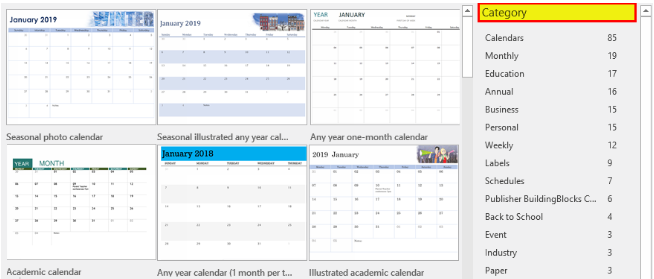 Calendar Category