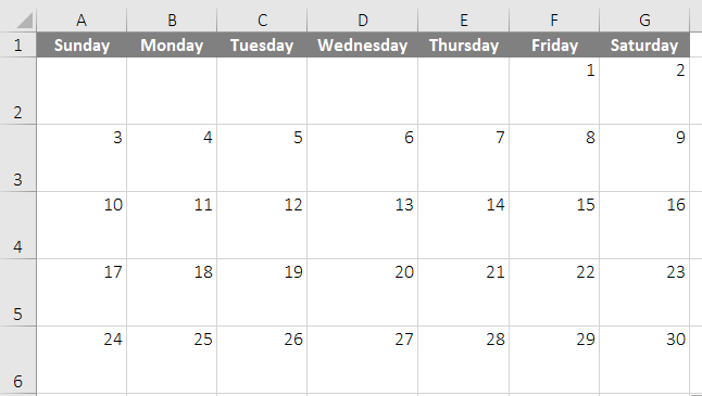 calendar template in excel 4