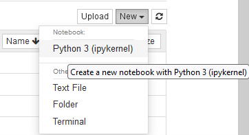 click on New and Python 3 from dropdown menu