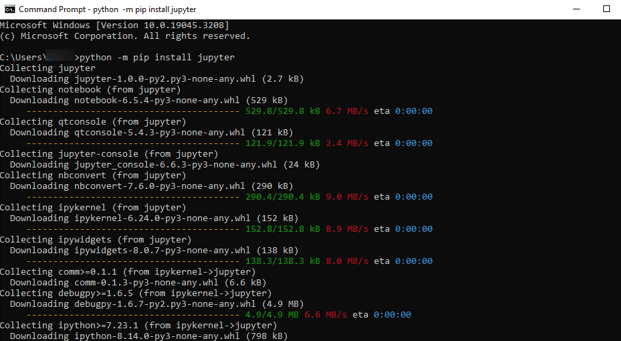 Installing Jupyter Notebook - command prompt