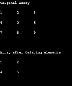 2D Arrays in C# - Delete element output