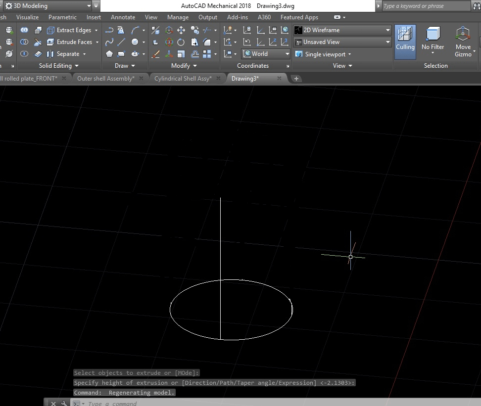 draw a path line (extrude in autocad)