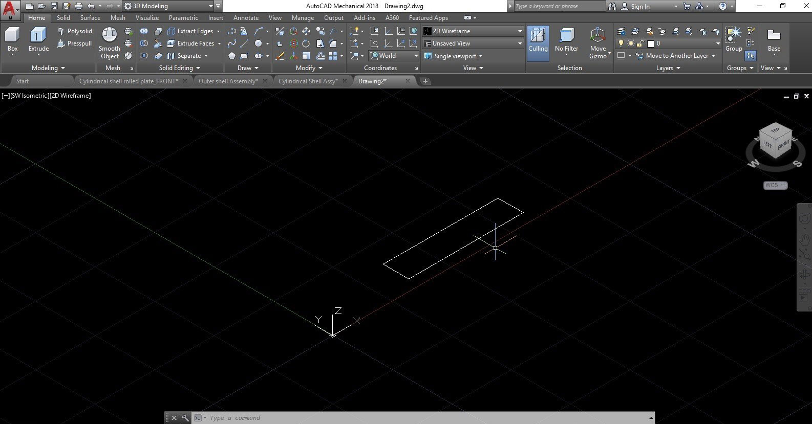 extrude a rectangular shape